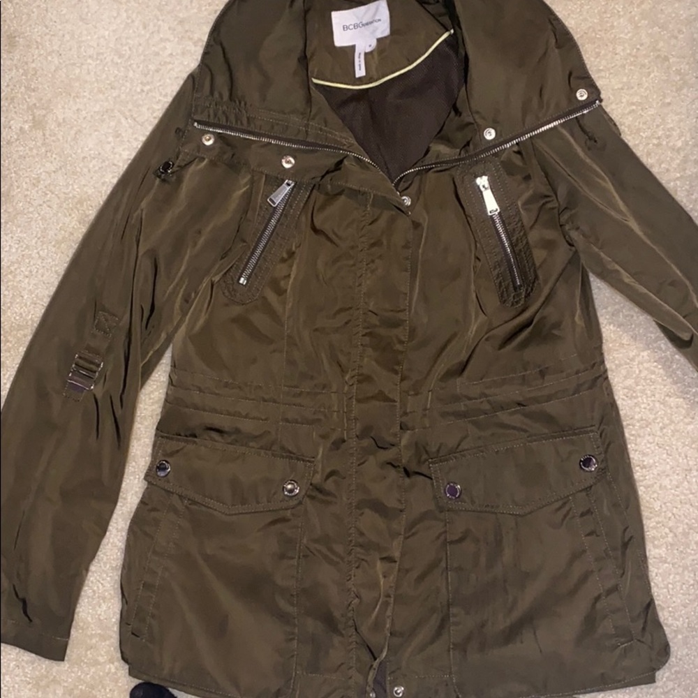 BCBG Generation army green rain coat